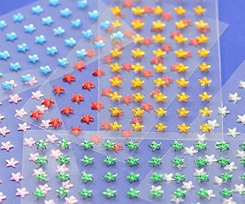 Allstarco 6mm Amber LQ32 Star Self Adhesive Acrylic Rhinestones Plastic Face Gems Stick On Body Jewels for DIY Cards and Invitations Crafts Bling Sticker - 5 Sheets - 250PCS - Image 3